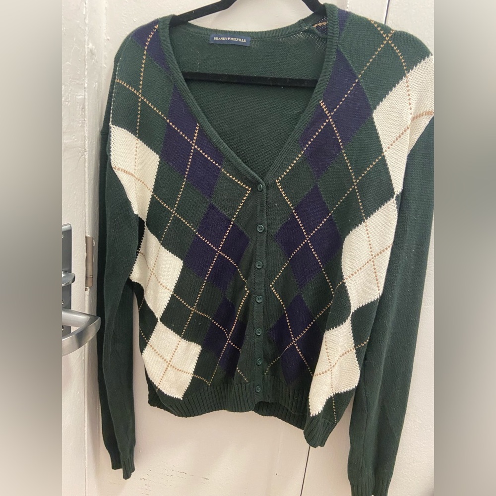 Brandy Melville argyle cardigan